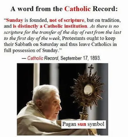 Catholic Record of the Sabbath to Sunday change
